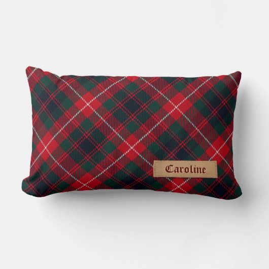 クラシックで赤いタータンチェックの王室のなステュワートパターン ランバークッション (正面)