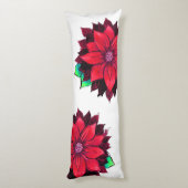 クラシックで赤いポインセチアのデザイン ボディピロー (裏面 (縦))
