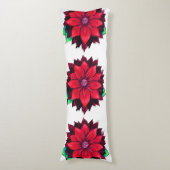 クラシックで赤いポインセチアのデザイン ボディピロー (正面縦)
