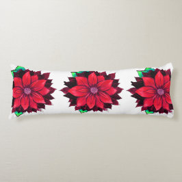 クラシックで赤いポインセチアのデザイン ボディピロー