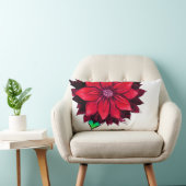 クラシックで赤いポインセチアのデザイン ランバークッション (椅子)