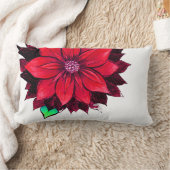 クラシックで赤いポインセチアのデザイン ランバークッション (ブランケット)