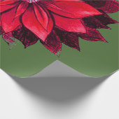 クラシックで赤いポインセチアの包装紙 ラッピングペーパー (角)