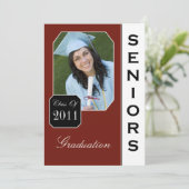 クラシックで赤い写真の卒業の発表 案内状 (スタンド正面)