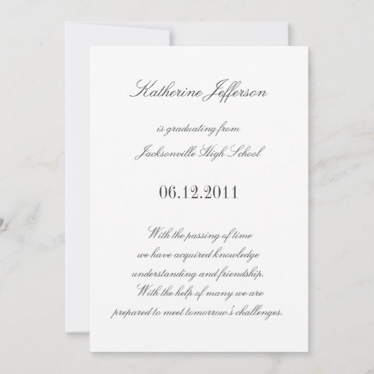 クラシックで赤い写真の卒業の発表 案内状 (裏面)