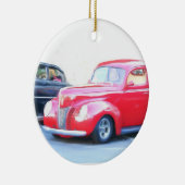 クラシックで赤い車のオーナメント セラミックオーナメント (右)
