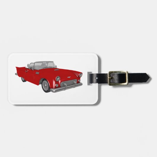 クラシックで赤い50年代車 ラゲッジタグ (正面横)