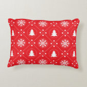 クラシックで赤く白い雪片のクリスマスツリーのデザイン アクセントクッション (裏面)