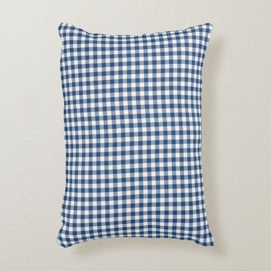 クラシックで青いギンガムパターンアクセントの枕 アクセントクッション (正面(垂直))