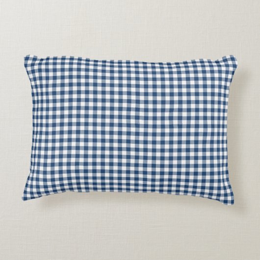 クラシックで青いギンガムパターンアクセントの枕 アクセントクッション (裏面)