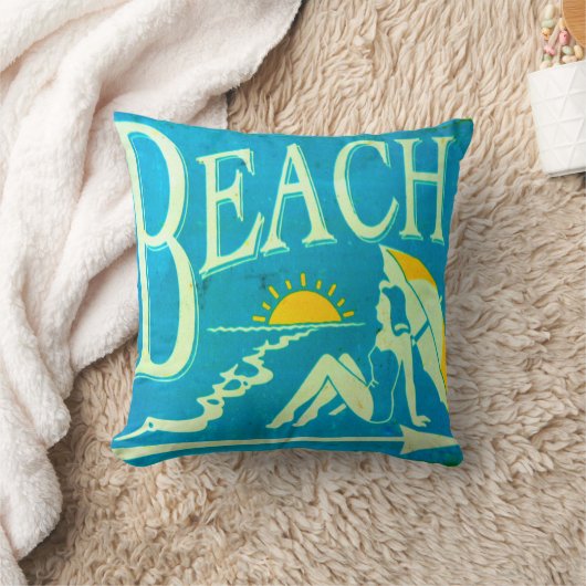 クラシックで青いビーチの枕 クッション (ブランケット)
