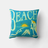 クラシックで青いビーチの枕 クッション (裏面)