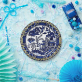 クラシックで青いヤナギのデザインの紙皿 ペーパープレート (パーティー)