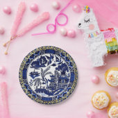 クラシックで青いヤナギのデザインの紙皿 ペーパープレート (パーティー)