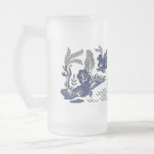 クラシックで青いヤナギのデザイン フロストグラスビールジョッキ (左)