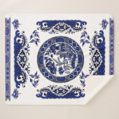 クラシックで青いヤナギの中国のデザイン シェルパブランケット (正面(横))