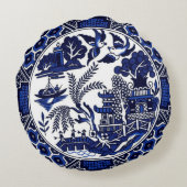 クラシックで青いヤナギの中国のデザイン ラウンドクッション (裏面)