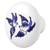 クラシックで青いヤナギの鳥のデザイン セラミックノブ (右)