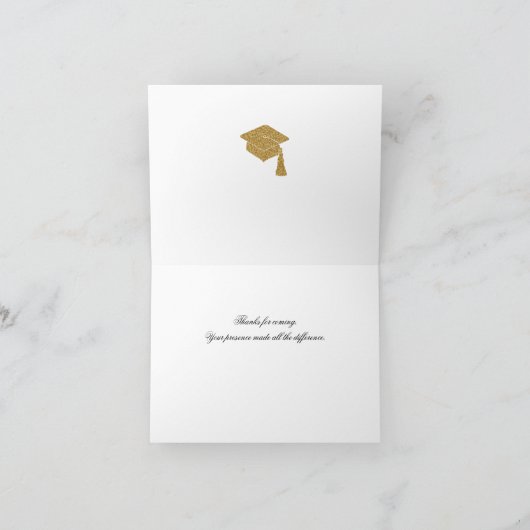 クラシックで青い卒業は感謝していしています サンキューカード (内部)