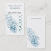 クラシックで青い孔雀の羽 名刺 (正面/裏面)
