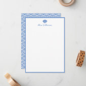 クラシックで青い貝殻のパーソナライズな文房具 ノートカード (正面/裏面インサイチュ)