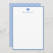 クラシックで青い貝殻のパーソナライズな文房具 ノートカード (正面/裏面)