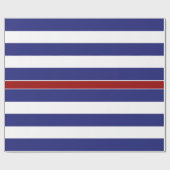 クラシックで青および白のストライプで赤いアクセントのギフト用包装紙 ラッピングペーパー (フラット)