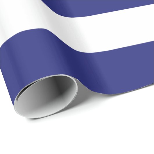 クラシックで青および白のストライプで赤いアクセントのギフト用包装紙 ラッピングペーパー (ロールコーナー)