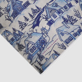 クラシックで青か白いヴィンテージのクリスマスの村 薄葉紙 (詳細)