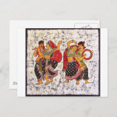 クラシックで鮮やかなインドのろうけつ染めの絵画 ポストカード (正面/裏面)