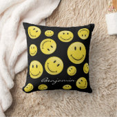 クラシックで黄色く幸せな顔 クッション (ブランケット)