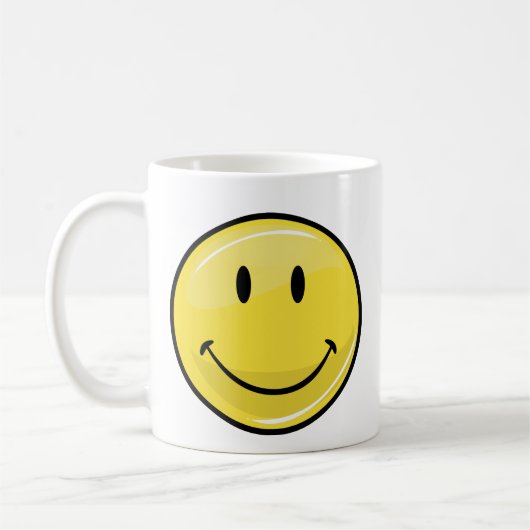 クラシックで黄色く幸せな顔 コーヒーマグカップ (左)