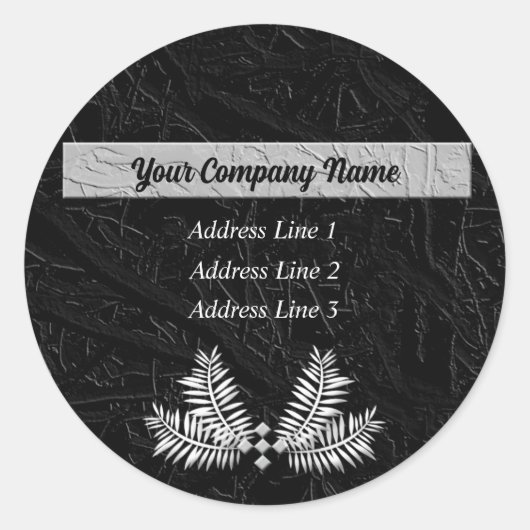 クラシックで黒いシダは勤務先の住所を去ります ラウンドシール (正面)