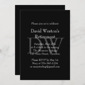 クラシックで黒いモノグラムの退職の招待状 招待状 (正面/裏面)