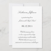 クラシックで黒い写真の卒業の発表 案内状 (裏面)