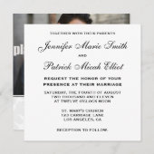 クラシックで黒くか白いですまたは銀製の写真の結婚式の招待 招待状 (正面/裏面)