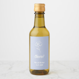 クラシックとエレガントペリウィンクルブルーフローラスケッチ ワインラベル