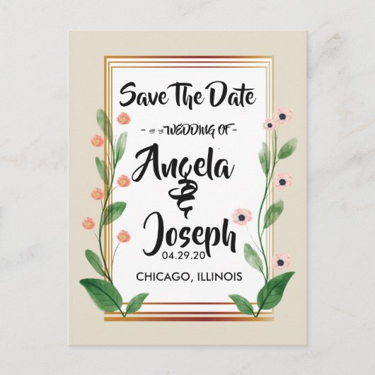 クラシックとエレガント洗練された保存日付 案内ポストカード (正面)