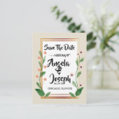 クラシックとエレガント洗練された保存日付 案内ポストカード (スタンド正面)