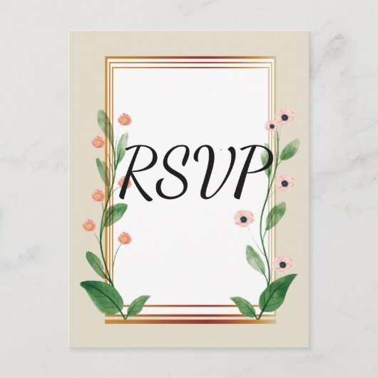 クラシックとエレガント洗練された出欠 インビテーションポストカード (正面)