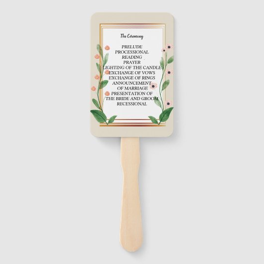 クラシックとエレガント洗練された結婚式 プログラム ハンドファン (裏面)