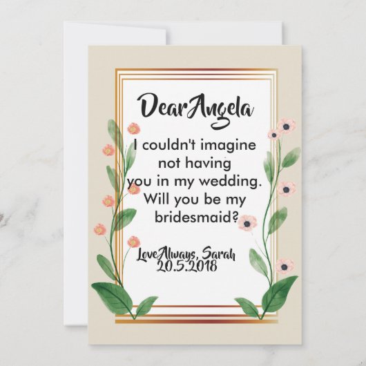 クラシックとエレガント洗練された花嫁 招待状 (裏面)