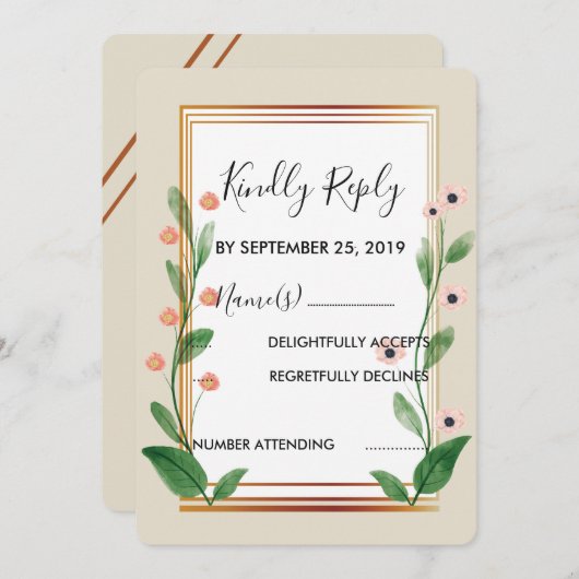 クラシックとエレガント高度なRSVP 招待状 (正面/裏面)