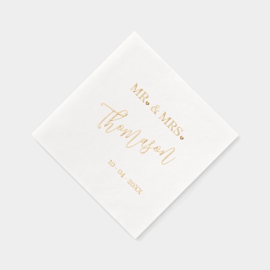 クラシックとミセス結婚式日日付バラ金ゴールド 箔ナプキン (右)