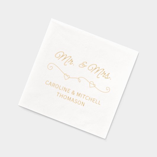 クラシックとミセス結婚式日日付バラ金ゴールド 箔ナプキン (左)