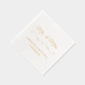 クラシックとミセス結婚式日日付バラ金ゴールド 箔ナプキン (右)