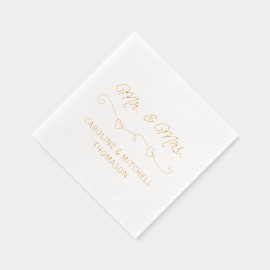 クラシックとミセス結婚式日日付バラ金ゴールド 箔ナプキン (右)