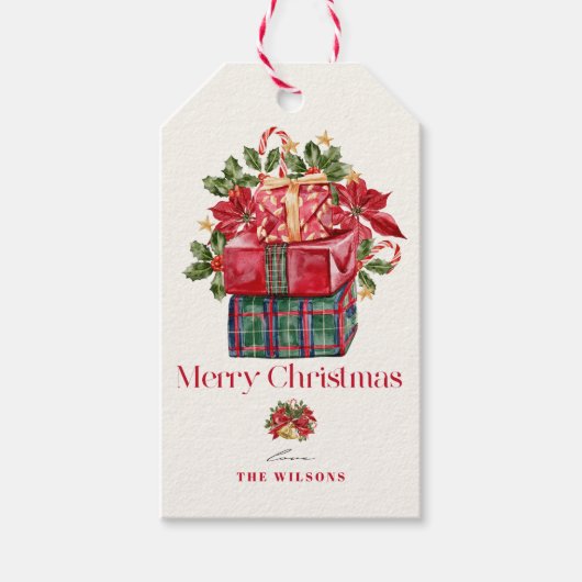 クラシックなお歳暮のプレゼント クリスマス ギフトタグ (正面)