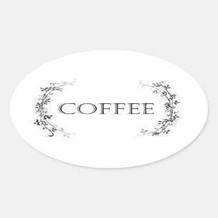 クラシックなつる植物のデザインのコーヒー瓶はステッカーを分類します 楕円形シール