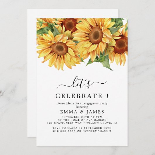 クラシックなひまわりユーカリ 招待状 (正面/裏面)